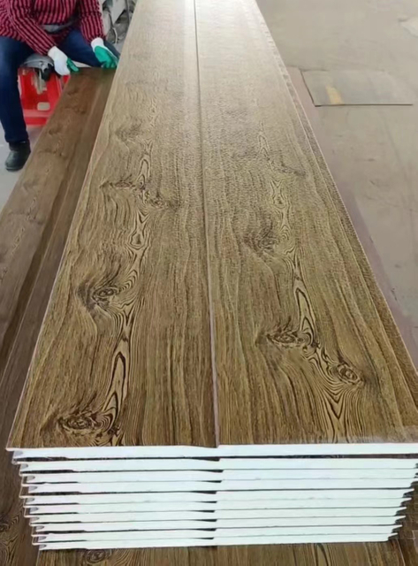 Wood Grain Modern Panel Exterior Siding in Metal Carved Wall Panel