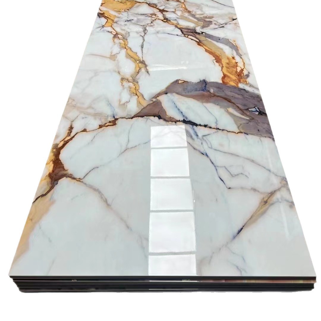 Marble Texture Eco-Friendly Spc Plastic Wall Panels for Chic Bathroom Environments