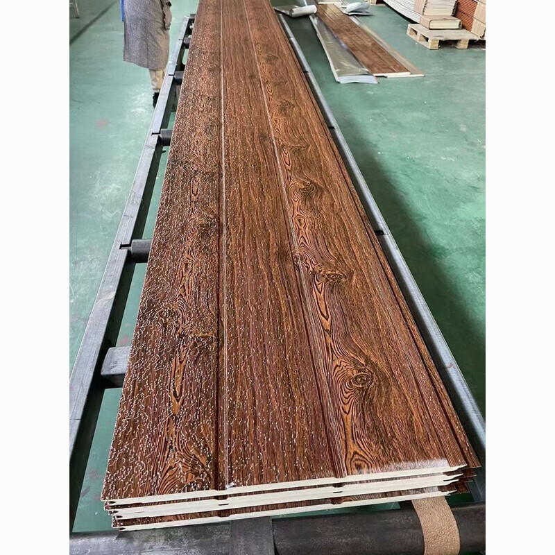Wood Texture Sandwich Panel Polyurethane Insulation Panel Metal Carved Wall Board
